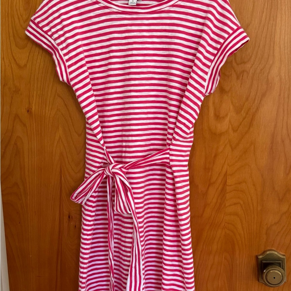 J. Crew Factory Pink and White Striped Dress